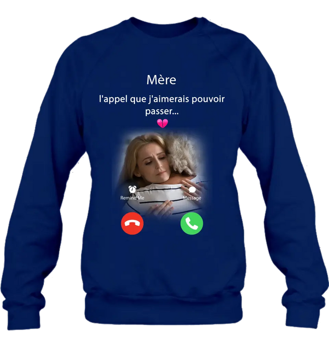 Sweat à capuche papa personnalisé - Télécharger une photo - Idée de cadeau commémoratif pour maman/papa - L'appel que j'aimerais pouvoir faire