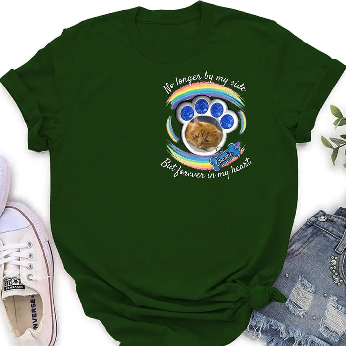 Custom Personalized Memorial Pet Photo Shirt/ Hoodie - Upload Photo - Gift Idea For Cat/ Dog Lover/ Mother's Day/Father's Day - No Longer By My Side But Forever In My Heart