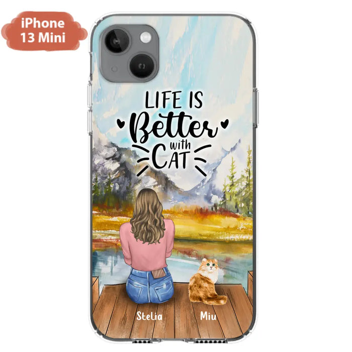 Custom Personalized Cat Mom Phone Case - Gifts For Cat Lovers With Upto 4 Cats - Home Is Where The Paws Are - Case For iPhone, Samsung And Xiaomi