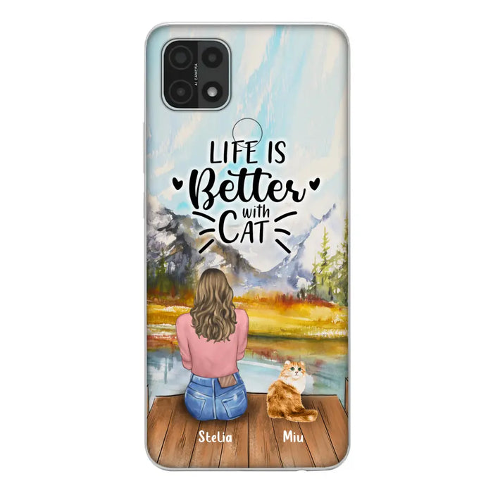 Custom Personalized Cat Mom Phone Case - Gifts For Cat Lovers With Upto 4 Cats - Home Is Where The Paws Are - Case For Oppo, Huawei, Xiaomi, Google Pixel