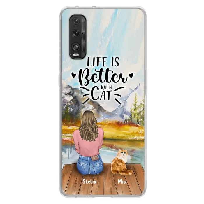 Custom Personalized Cat Mom Phone Case - Gifts For Cat Lovers With Upto 4 Cats - Home Is Where The Paws Are - Case For Oppo, Huawei, Xiaomi, Google Pixel