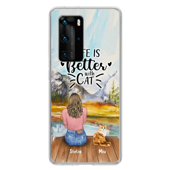 Custom Personalized Cat Mom Phone Case - Gifts For Cat Lovers With Upto 4 Cats - Home Is Where The Paws Are - Case For Oppo, Huawei, Xiaomi, Google Pixel