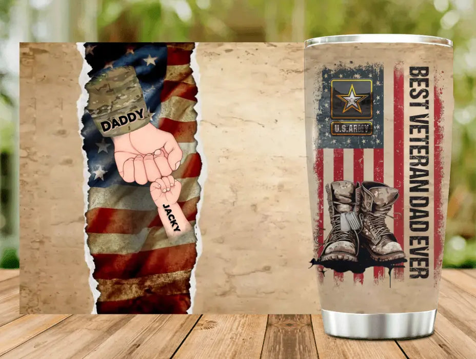 Custom Personalized Best Dad Tumbler - Dad With Up To 6 Children - Father's Day Gift Idea for Dad - Best Veteran Dad Ever