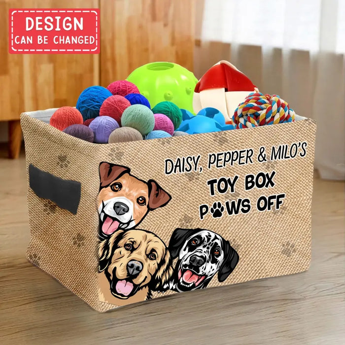 Custom Personalized Pet Storage Box - Upto 5 Dogs/Cats - Gift Idea for Dog/Cat Lovers - Toy Box Paws Off