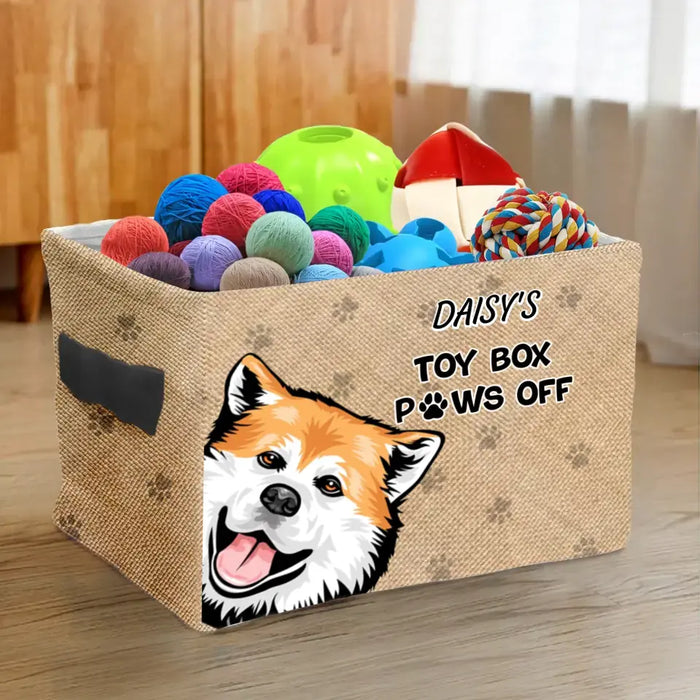 Custom Personalized Pet Storage Box - Upto 5 Dogs/Cats - Gift Idea for Dog/Cat Lovers - Toy Box Paws Off