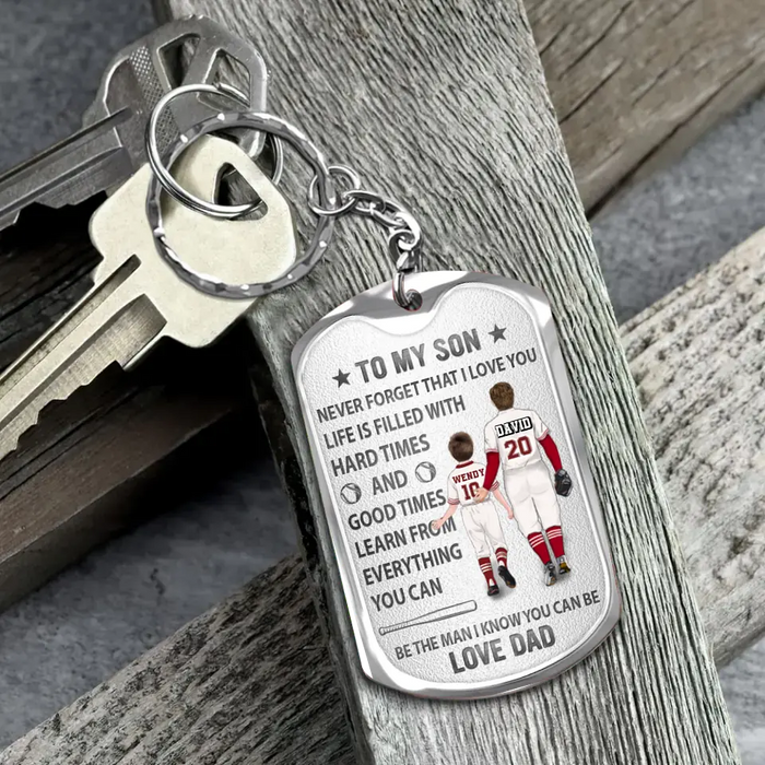 Custom Personalized To My Son Aluminum Keychain - Gift Idea For Son/Father's Day - Never Forget That I Love You