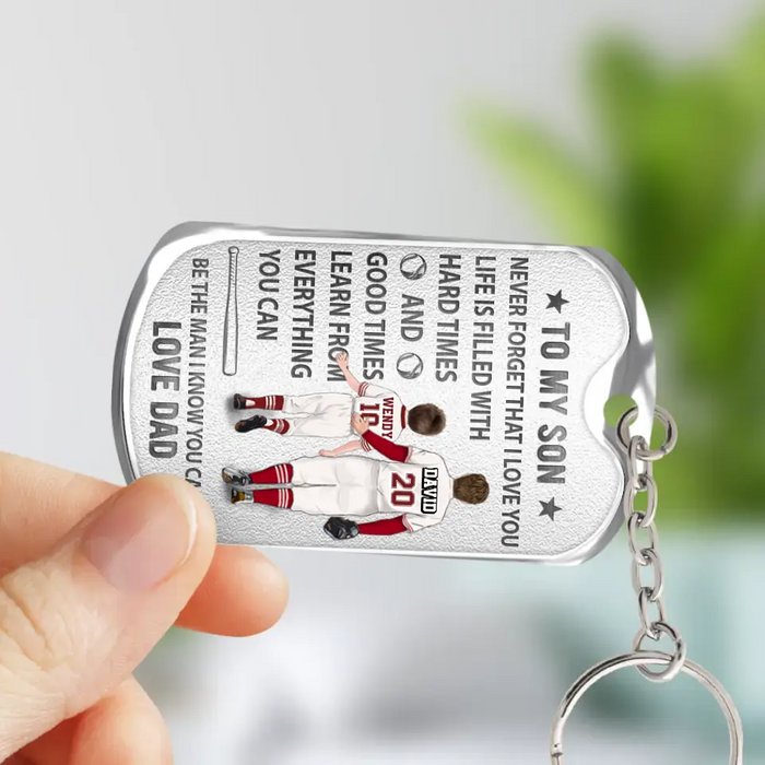 Custom Personalized To My Son Aluminum Keychain - Gift Idea For Son/Father's Day - Never Forget That I Love You