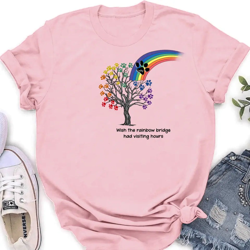 Personalized Memorial Dog Shirt/Hoodie - Memorial Gift Idea For Dog Lover - Wish The Rainbow Bridge Had Visiting Hours