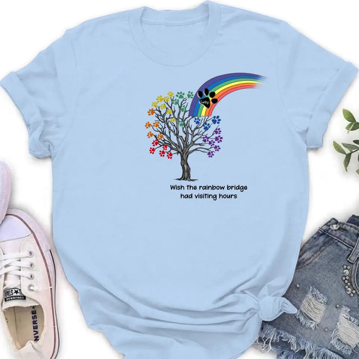 Custom Personalized Memorial Dog Shirt/ Hoodie - Memorial Gift Idea For Dog Lover - Wish The Rainbow Bridge Had Visiting Hours