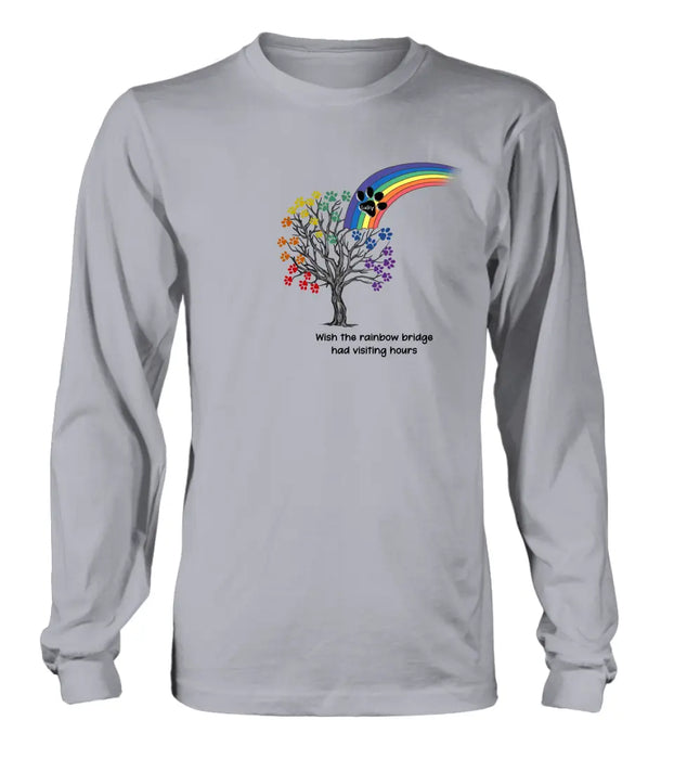 Custom Personalized Memorial Dog Shirt/ Hoodie - Memorial Gift Idea For Dog Lover - Wish The Rainbow Bridge Had Visiting Hours