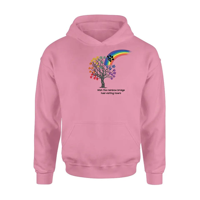 Custom Personalized Memorial Dog Shirt/ Hoodie - Memorial Gift Idea For Dog Lover - Wish The Rainbow Bridge Had Visiting Hours