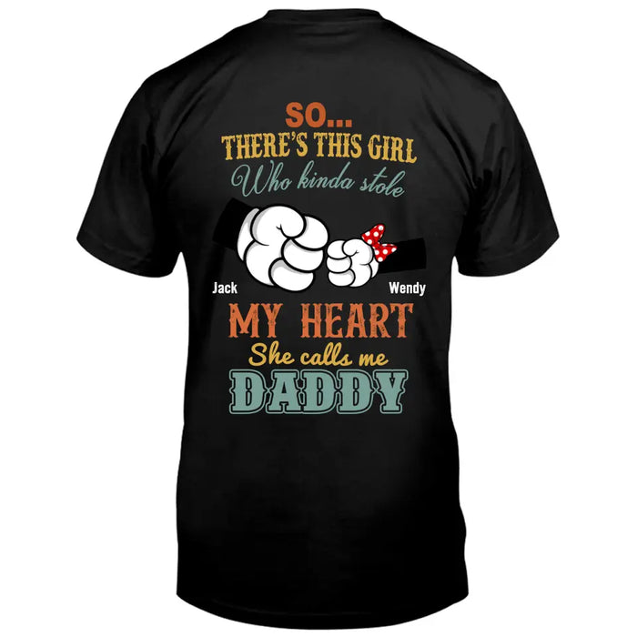 Custom Personalized Dad/Kid T-shirt/ Hoodie - Dad with up to 4 Kids - Father's Day Gift Idea -So There's This Girl Who Kinda Stole My Heart