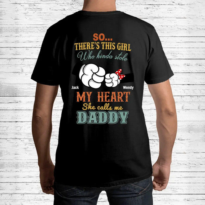 Custom Personalized Dad/Kid T-shirt/ Hoodie - Dad with up to 4 Kids - Father's Day Gift Idea -So There's This Girl Who Kinda Stole My Heart