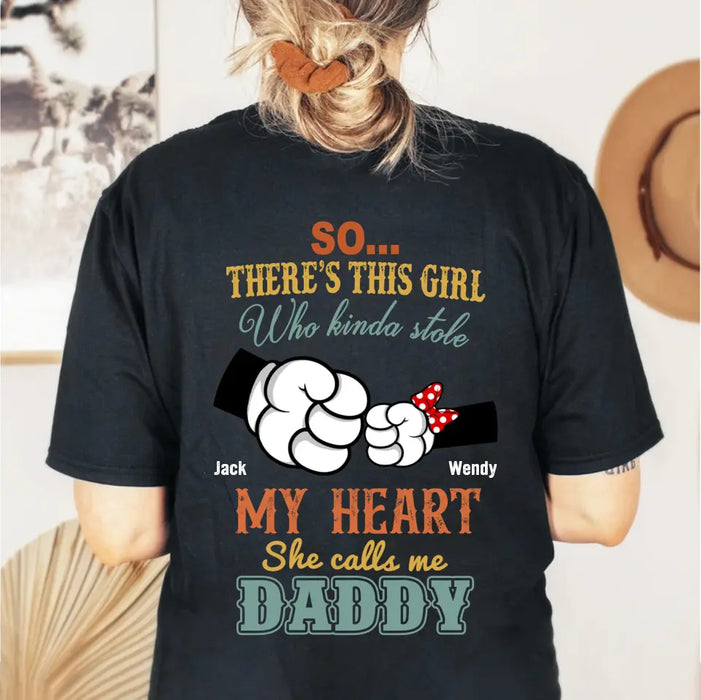 Custom Personalized Dad/Kid T-shirt/ Hoodie - Dad with up to 4 Kids - Father's Day Gift Idea -So There's This Girl Who Kinda Stole My Heart