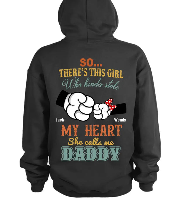 Custom Personalized Dad/Kid T-shirt/ Hoodie - Dad with up to 4 Kids - Father's Day Gift Idea -So There's This Girl Who Kinda Stole My Heart