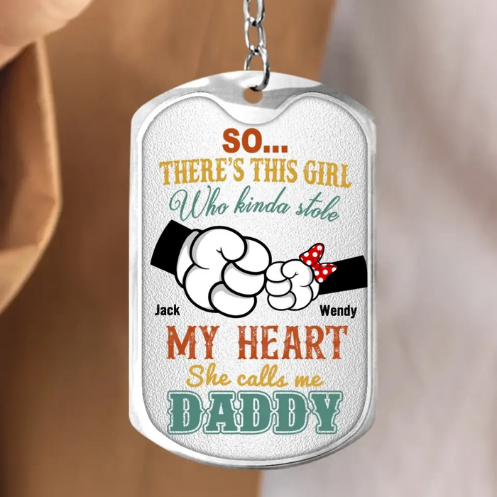 Custom Personalized Daddy T-shirt/ Hoodie - Dad with up to 4 Kids - Father's Day Gift Idea - So There's This Girl Who Kinda Stole My Heart