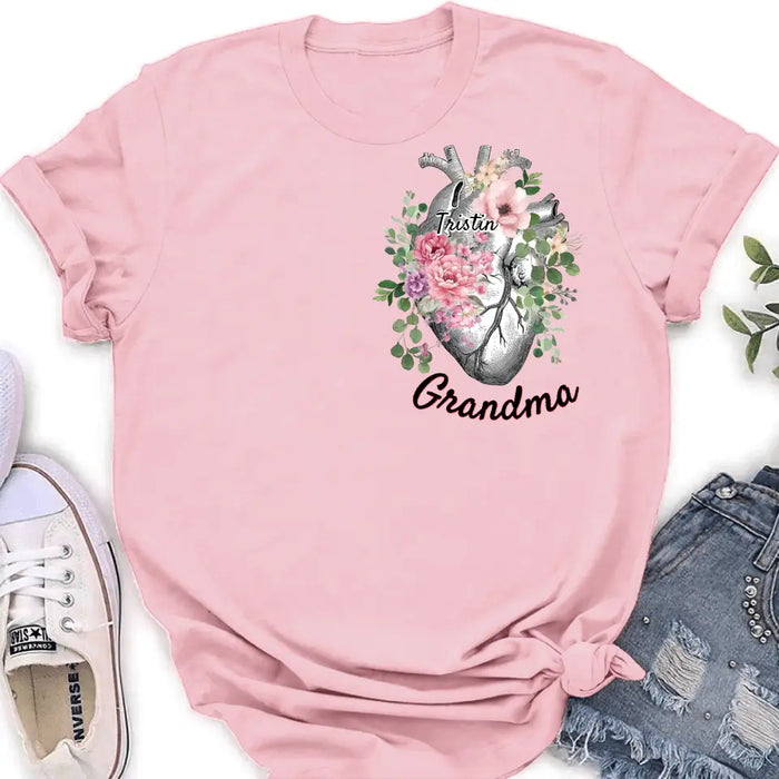 Custom Personalized Spring Floral Heart Shirt/Hoodie - Upto 10 Kids - Mother's Day Gift Idea for Mom/Grandma - Grandma