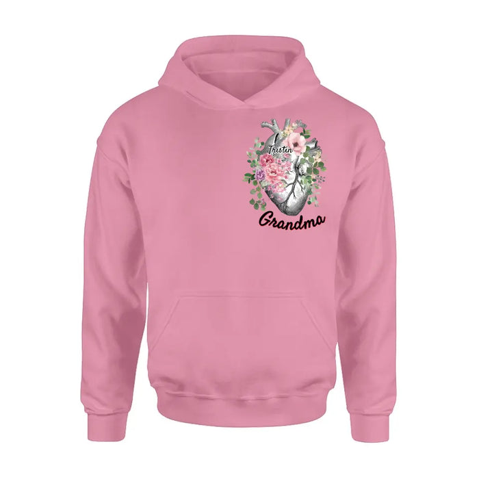 Custom Personalized Spring Floral Heart Shirt/Hoodie - Upto 10 Kids - Mother's Day Gift Idea for Mom/Grandma - Grandma