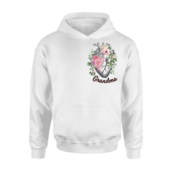 Custom Personalized Spring Floral Heart Shirt/Hoodie - Upto 10 Kids - Mother's Day Gift Idea for Mom/Grandma - Grandma