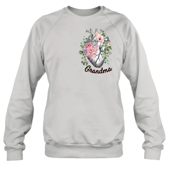 Custom Personalized Spring Floral Heart Shirt/Hoodie - Upto 10 Kids - Mother's Day Gift Idea for Mom/Grandma - Grandma