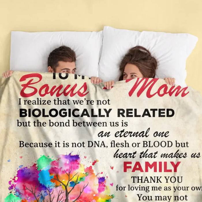 Custom Personalized To My Bonus Mom Quilt/ Fleece Throw Blanket - Upto 5 Kids - Mother's Day Gift Idea To Mom - Life Has Given Me The Gift Of You