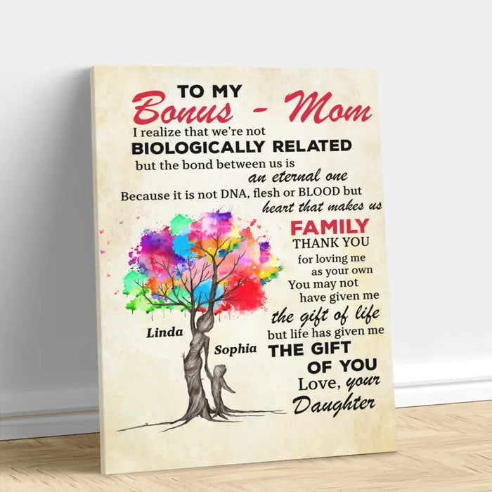 Custom Personalized To My Bonus Mom Vertical Canvas - Upto 5 Kids - Mother's Day Gift Idea To Mom - Life Has Given Me The Gift Of You