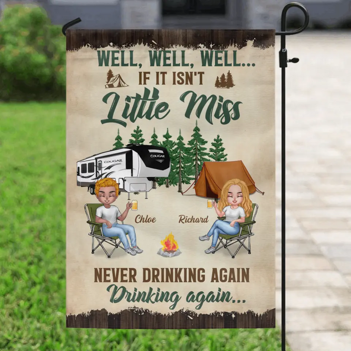 Personalized Camping Friends Flag Sign - Best Gift For Camping Lovers/Friends - Up to 7 Friends - Never Drinking Again