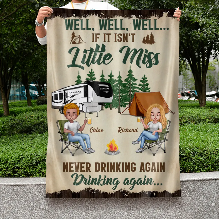 Personalized Camping Friends Flag Sign - Best Gift For Camping Lovers/Friends - Up to 7 Friends - Never Drinking Again