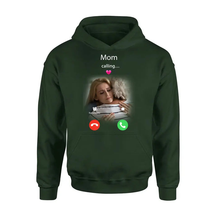 Custom Personalized Memorial Mom Shirt/ Hoodie - Upload Photo - Memorial Gift Idea For Mom/ Dad - Mom Calling...