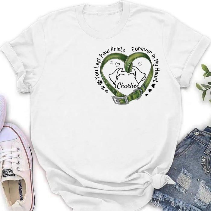 Custom Personalized Memorial Dog Collar T-shirt/ Hoodie - Gift Idea For Dog Lover/ Mother's Day/Father's Day - You Left Paw Prints Forever In My Heart