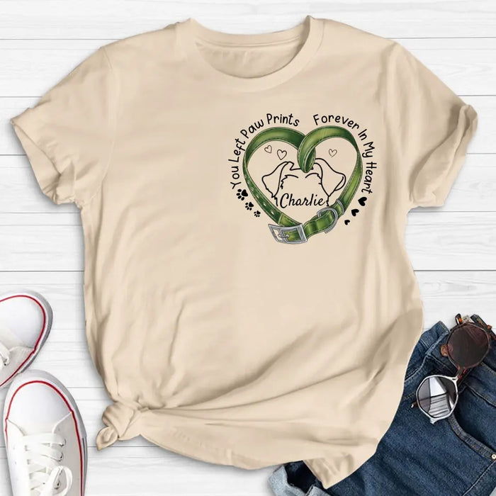 Custom Personalized Memorial Dog Collar T-shirt/ Hoodie - Gift Idea For Dog Lover/ Mother's Day/Father's Day - You Left Paw Prints Forever In My Heart