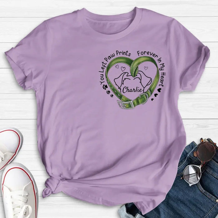 Custom Personalized Memorial Dog Collar T-shirt/ Hoodie - Gift Idea For Dog Lover/ Mother's Day/Father's Day - You Left Paw Prints Forever In My Heart