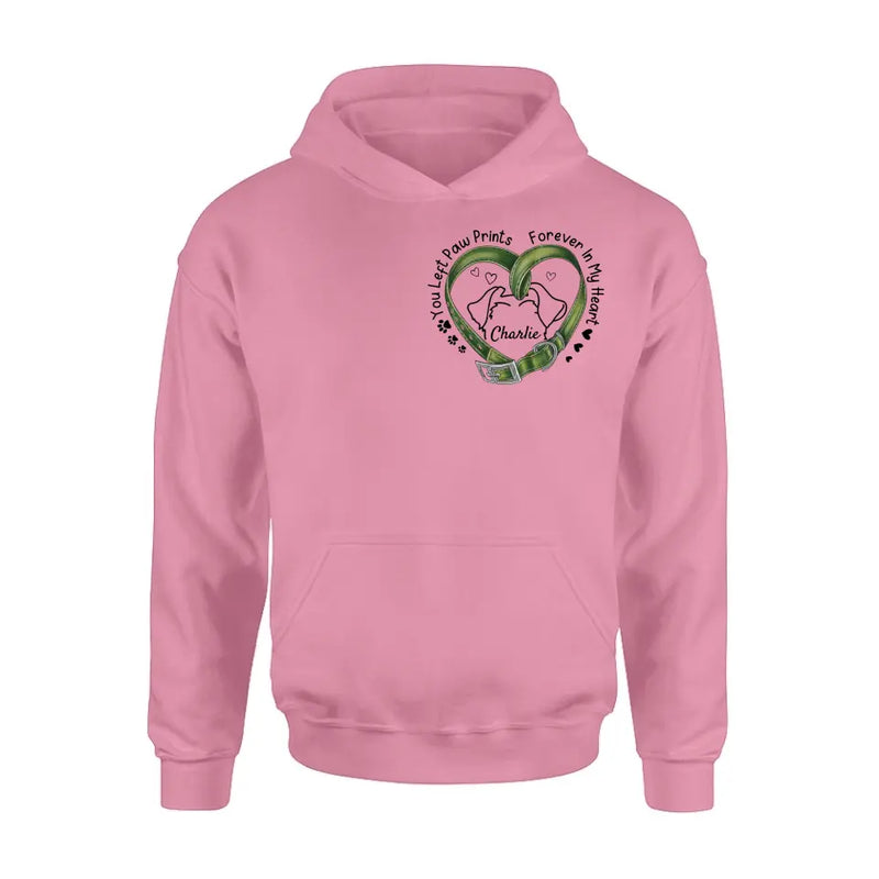Personalized Memorial Dog Collar T-shirt/Hoodie - Gift Idea For Dog Lover/Mother's Day/Father's Day - You Left Paw Prints Forever In My Heart