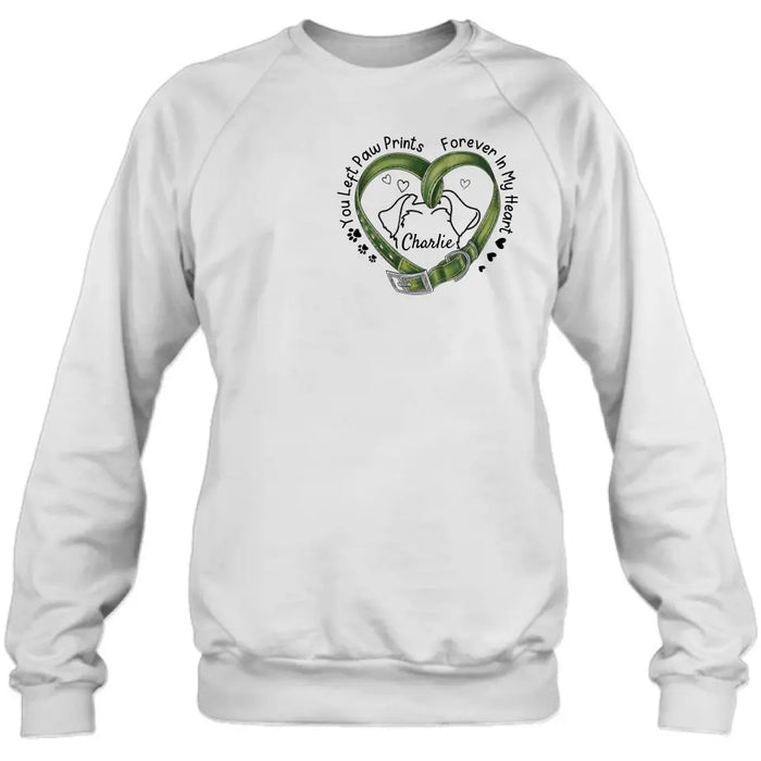 Custom Personalized Memorial Dog Collar T-shirt/ Hoodie - Gift Idea For Dog Lover/ Mother's Day/Father's Day - You Left Paw Prints Forever In My Heart