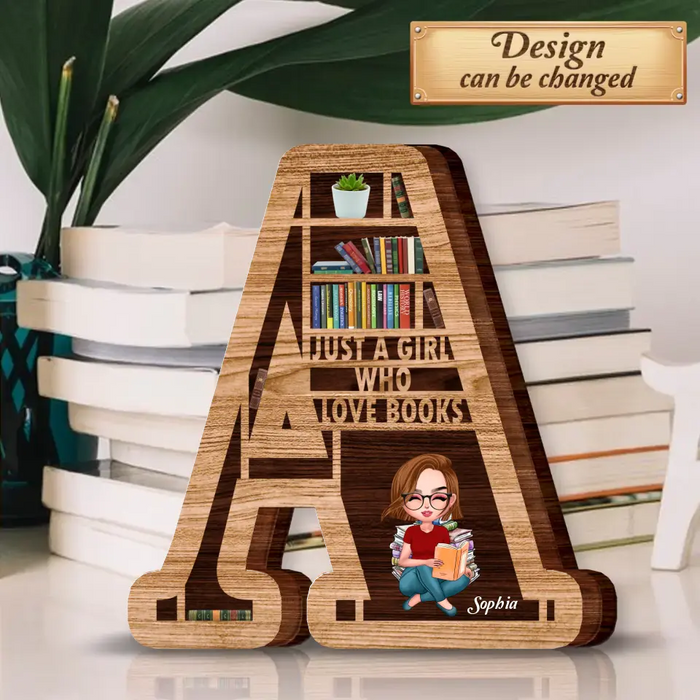 Custom Personalized Book Girl 2 Layered Wooden Art - Gift for Book Lovers - Just A Girl Who Love Books