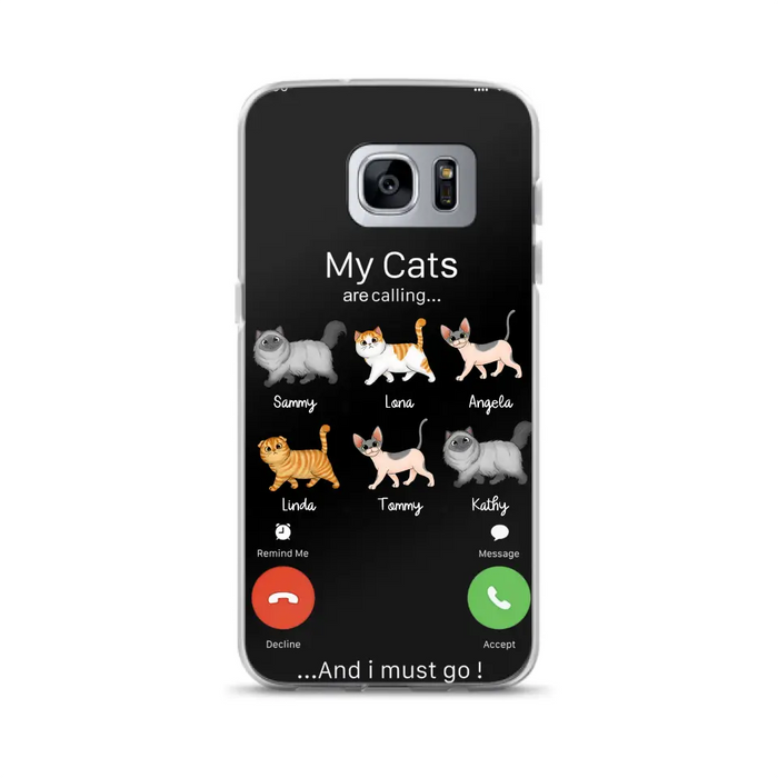 Custom Personalized Cats Phone Case - Gift Idea For Cat Lover/Mother's Day/Father's Day - My Cats Are Calling And I Must Go - Case For iPhone/Samsung