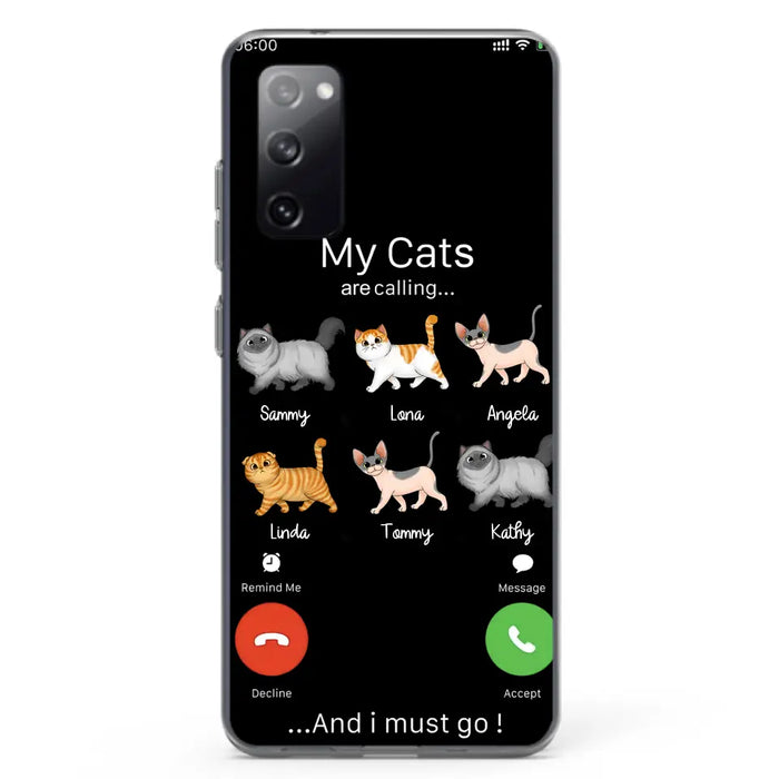 Custom Personalized Cats Phone Case - Gift Idea For Cat Lover/Mother's Day/Father's Day - My Cats Are Calling And I Must Go - Case For iPhone/Samsung