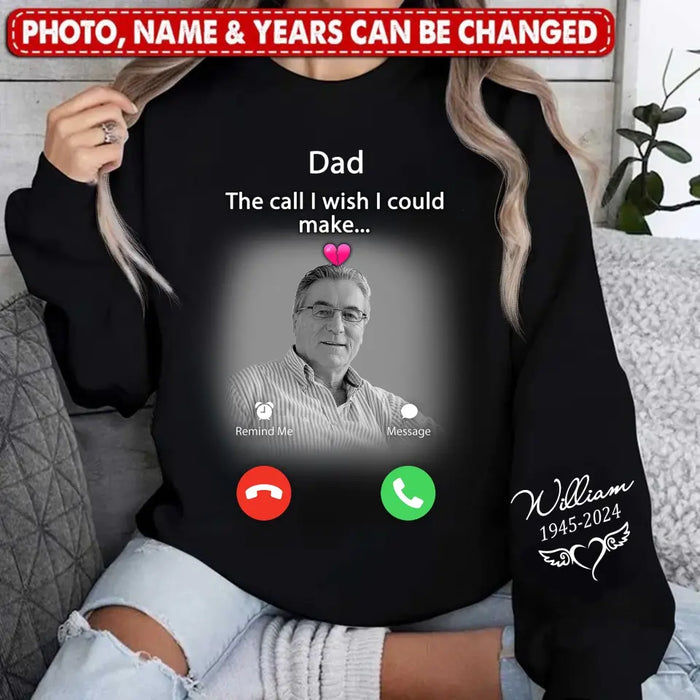 Custom Personalized Memorial Family AOP Sweater - Upload Photo - Memorial Gift Idea For Family Member/ Mother's Day/ Father's Day - The Call I Wish I Could Make...
