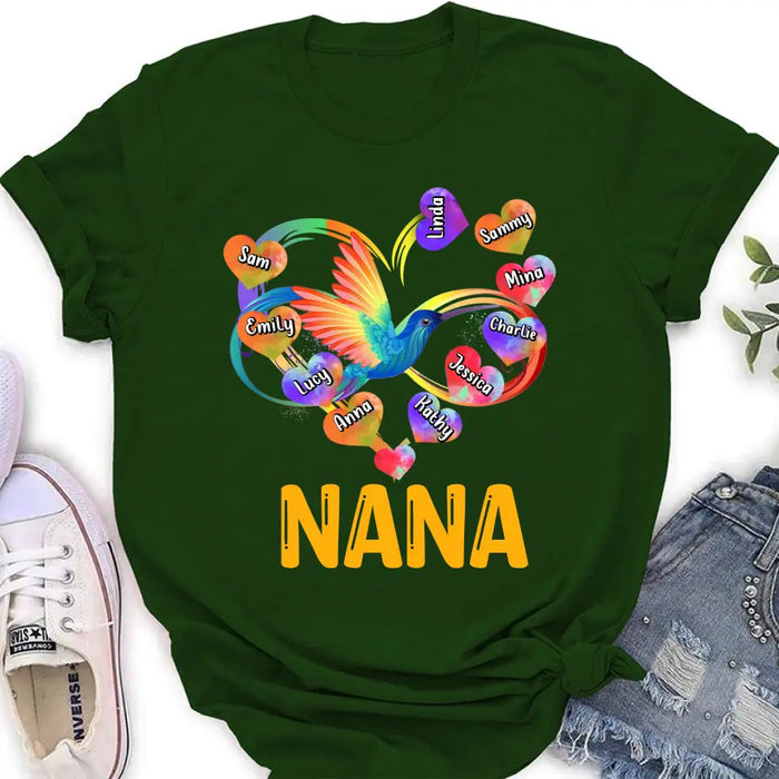 Custom Personalized Grandma Infinity Hummingbird Rainbow Shirt/ Hoodie - Mother's Day Gift Idea For Grandma - Upto 10 Grandkids