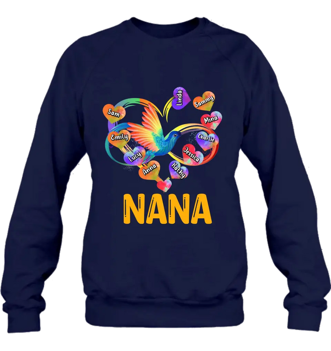 Custom Personalized Grandma Infinity Hummingbird Rainbow Shirt/ Hoodie - Mother's Day Gift Idea For Grandma - Upto 10 Grandkids