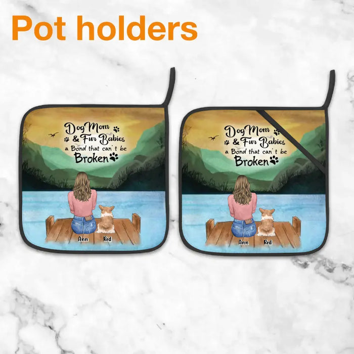 Custom Personalized Dog Mom Heat Resistant Oven Mitt With Pot Holder - Upto 5 Dogs - Mother's Day Gift Idea for Dog Lovers - Dog Mom & Fur Babies A Bond That Can't Be Broken