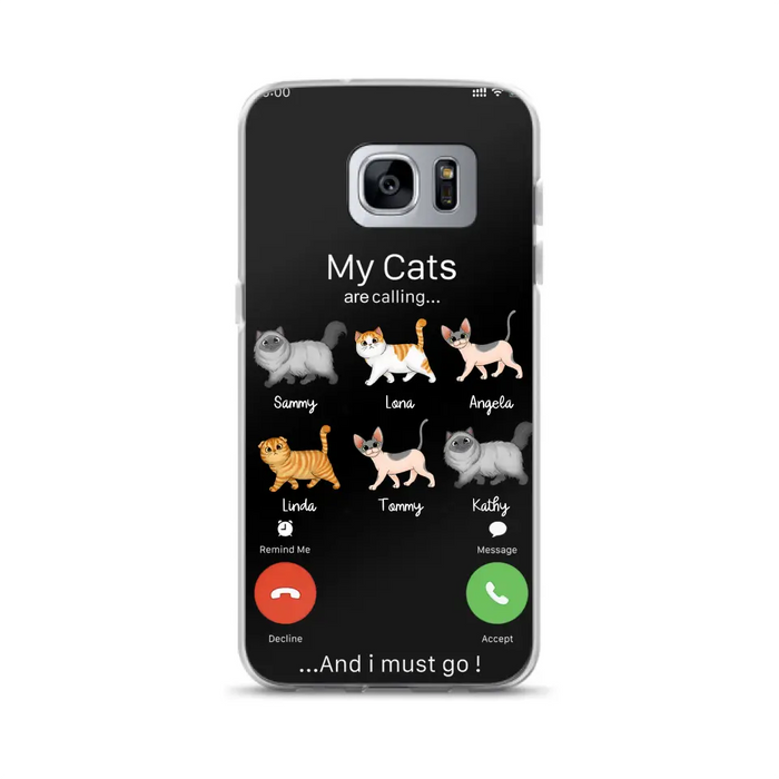 Custom Personalized Cats Phone Case - Gift Idea For Cat Lover/Mother's Day/Father's Day - My Cats Are Calling And I Must Go - Case For iPhone/Samsung