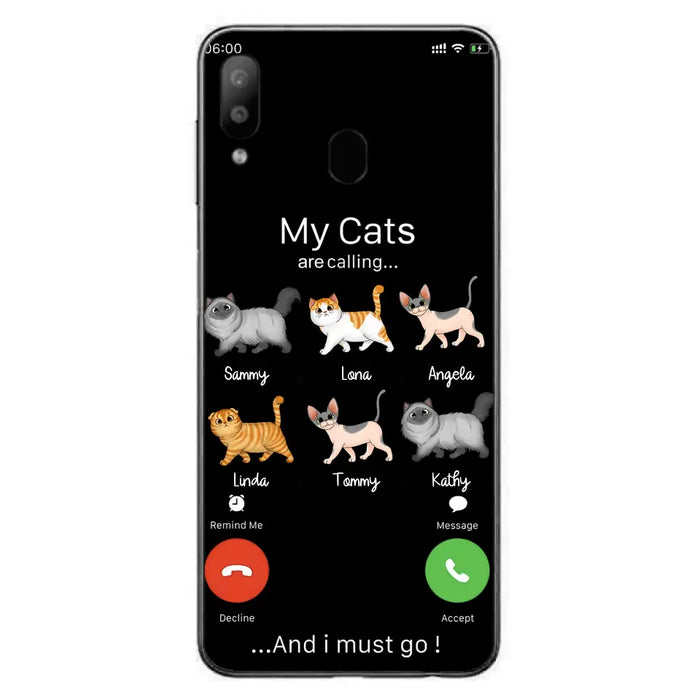 Custom Personalized Cats Phone Case - Gift Idea For Cat Lover/Mother's Day/Father's Day - My Cats Are Calling And I Must Go - Case For iPhone/Samsung