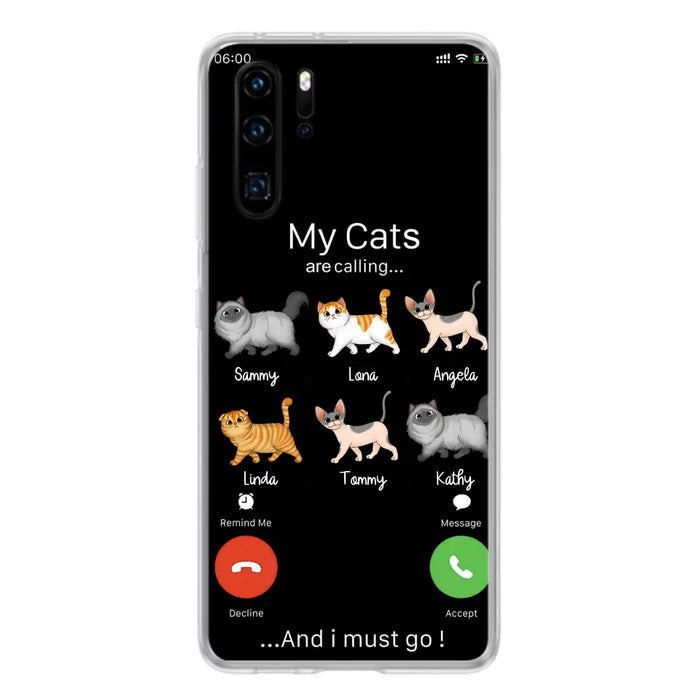 Custom Personalized Cats Phone Case - Gift Idea For Cat Lover/Mother's Day/Father's Day - Upto 6 Cats - My Cats Are Calling And I Must Go - Cases For Oppo/Xiaomi/Huawei