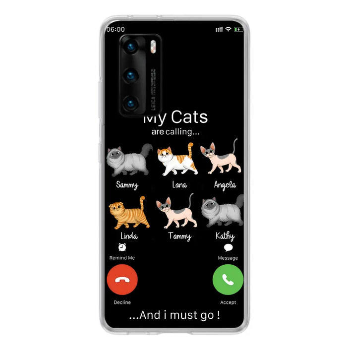 Custom Personalized Cats Phone Case - Gift Idea For Cat Lover/Mother's Day/Father's Day - Upto 6 Cats - My Cats Are Calling And I Must Go - Cases For Oppo/Xiaomi/Huawei