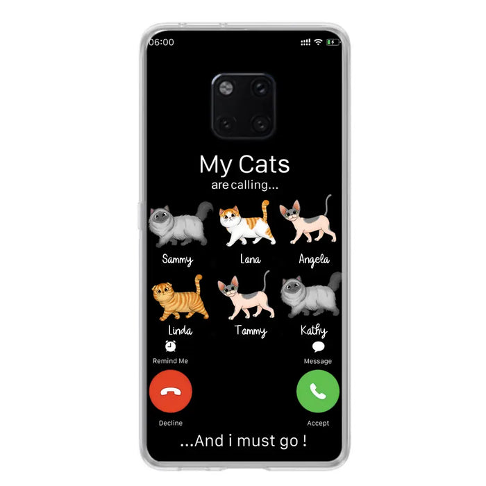 Custom Personalized Cats Phone Case - Gift Idea For Cat Lover/Mother's Day/Father's Day - Upto 6 Cats - My Cats Are Calling And I Must Go - Cases For Oppo/Xiaomi/Huawei