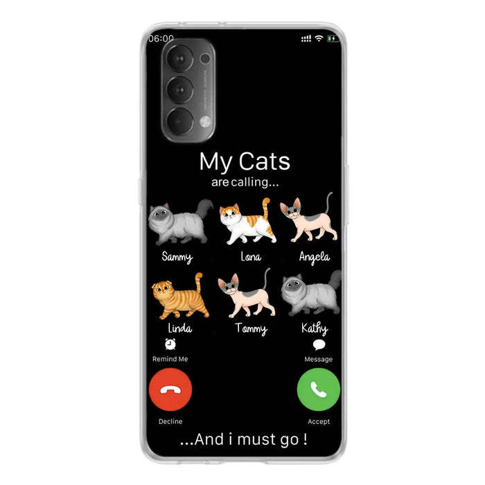 Custom Personalized Cats Phone Case - Gift Idea For Cat Lover/Mother's Day/Father's Day - Upto 6 Cats - My Cats Are Calling And I Must Go - Cases For Oppo/Xiaomi/Huawei