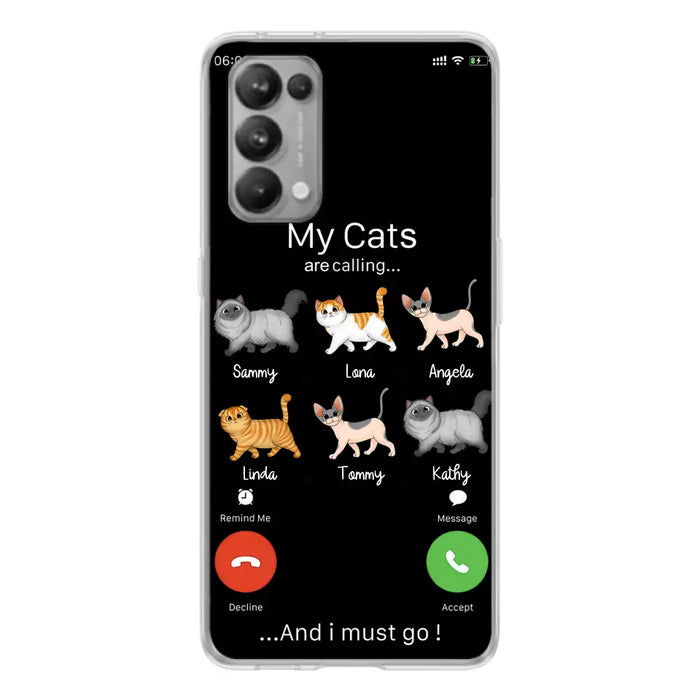 Custom Personalized Cats Phone Case - Gift Idea For Cat Lover/Mother's Day/Father's Day - Upto 6 Cats - My Cats Are Calling And I Must Go - Cases For Oppo/Xiaomi/Huawei