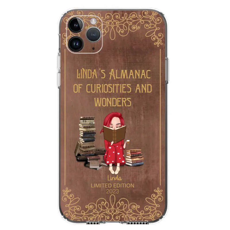 Custom Personalized Reading Girl Phone Case - Gift Idea For Reading Lovers - Almanac Of Curiosities - Cases For iPhone/Samsung