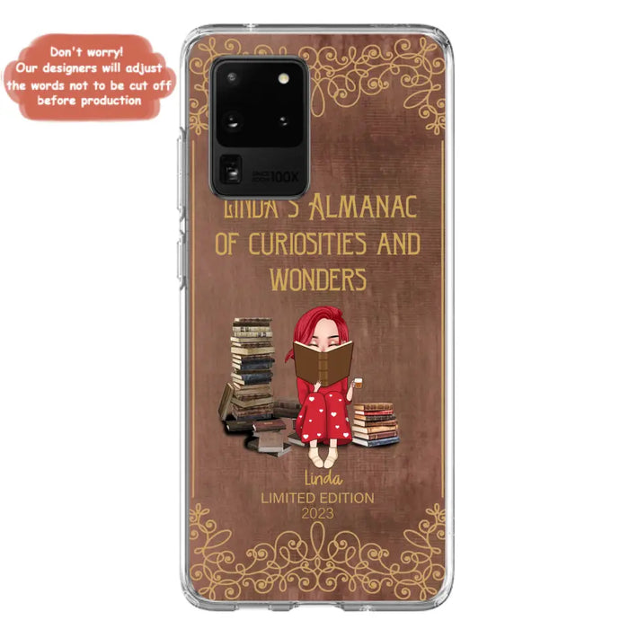 Custom Personalized Reading Girl Phone Case - Gift Idea For Reading Lovers - Almanac Of Curiosities - Cases For iPhone/Samsung